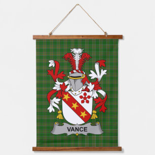 Tapiz Con Marco De Madera Escudo de Armas de la Familia Vance Irlandés Crest