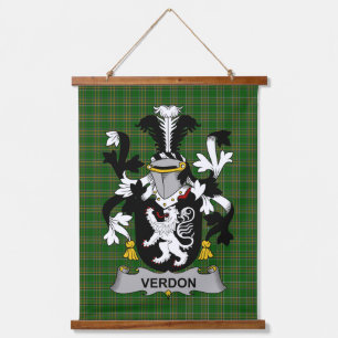 Tapiz Con Marco De Madera Escudo de Armas de la Familia Verdon Irlandés