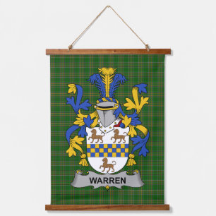Tapiz Con Marco De Madera Escudo de Armas de la Familia Warren Irlandés Cres