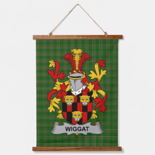 Tapiz Con Marco De Madera Escudo de Armas de la Familia Wiggat Irlandés