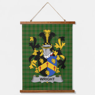 Tapiz Con Marco De Madera Escudo de Armas de la Familia Wright Irlandés Cres