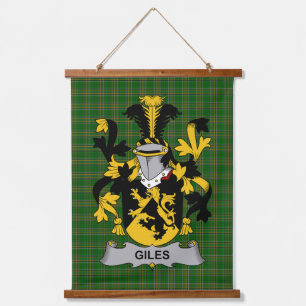 Tapiz Con Marco De Madera Escudo de Armas Familia Crest irlandés Giles o Gyl
