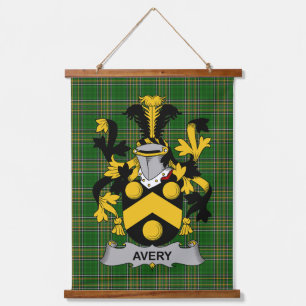 Tapiz Con Marco De Madera Escudo de Armas Familiar Crest de Avery Irlandés