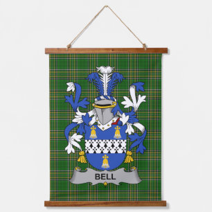 Tapiz Con Marco De Madera Escudo de Armas Familiar Crest de Campana Irlandes