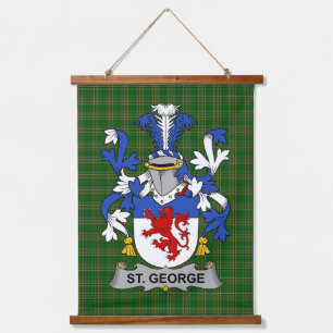 Tapiz Con Marco De Madera Escudo de Armas Familiar Crest de San Jorge Irland