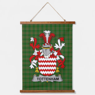Tapiz Con Marco De Madera Escudo de Armas Familiar Crest de Tottenham Irland