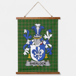 Tapiz Con Marco De Madera Escudo de Armas Familiar Cresta Sherlock Irlandés