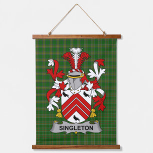 Tapiz Con Marco De Madera Escudo de Armas Familiar Singleton Irlandés Cresta