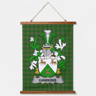 Tapiz Con Marco De Madera Escudo de armas irlandés Hawkins o Haughan Cresta