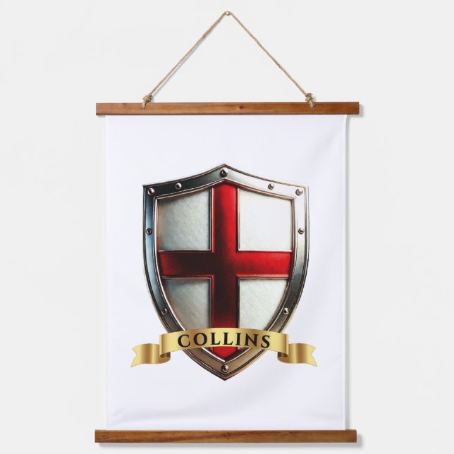 Tapiz Con Marco De Madera Escudo de Inglaterra para Collins (Anverso)