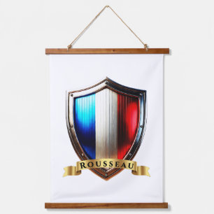 Tapiz Con Marco De Madera Escudo de nombre heráldico Rousseau Francia