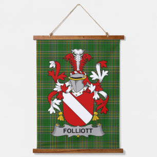 Tapiz Con Marco De Madera Escudo familiar irlandés del Escudo de Armas Folli