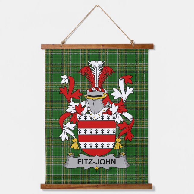 Tapiz Con Marco De Madera Escudo familiar irlandés Fitz-John (Anverso)