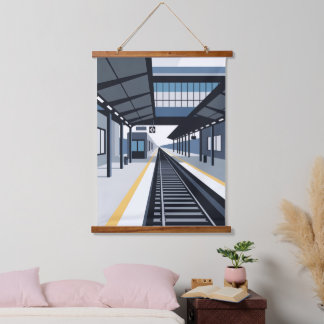 Tapiz Con Marco De Madera Estación de tren