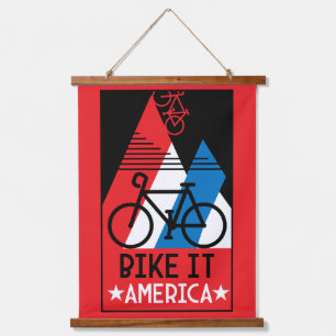 Tapiz Con Marco De Madera Estados Unidos en bicicleta