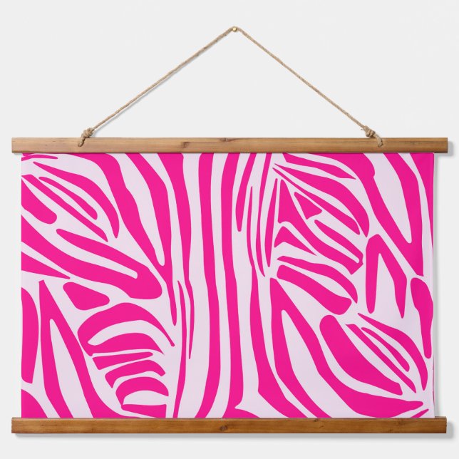 Tapiz Con Marco De Madera Estampado de cebra rosa (Anverso )