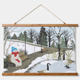 Tapiz Con Marco De Madera Estanque de patos - Invierno