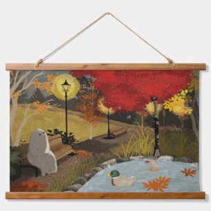 Tapiz Con Marco De Madera Estanque de patos - Otoño