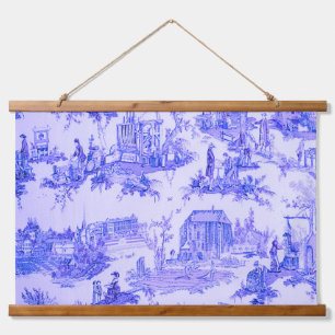 Tapiz Con Marco De Madera Estilo de la Chinoiserie del Blue White Toile Fran