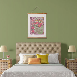 Tapiz Con Marco De Madera Estilo Vintage Flor Rosa Dream Magic