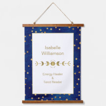 Estrellas celestes místicos en fase lunar azul de 