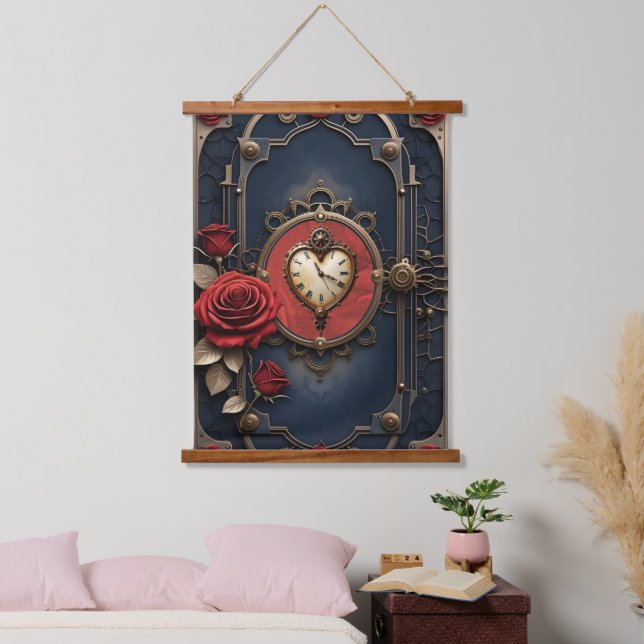 Tapiz Con Marco De Madera Eternal Elegance – Clockwork Heart (Dormitorio)