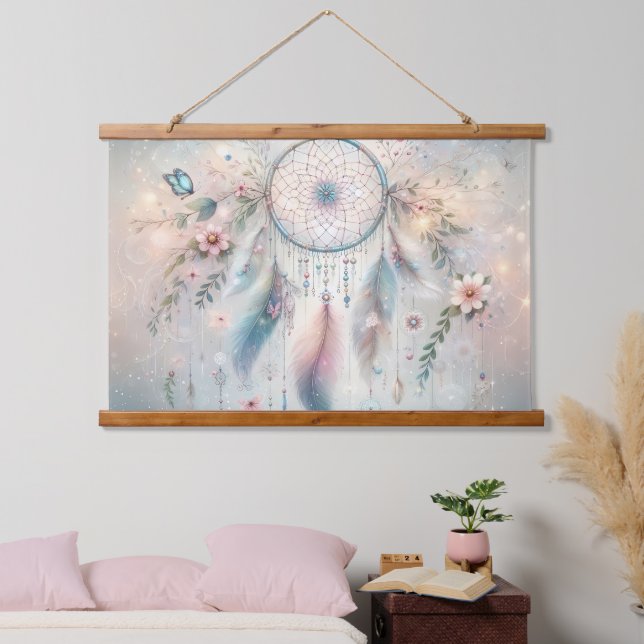 Tapiz Con Marco De Madera Ethereal Boho Dreamcatcher (Dormitorio)