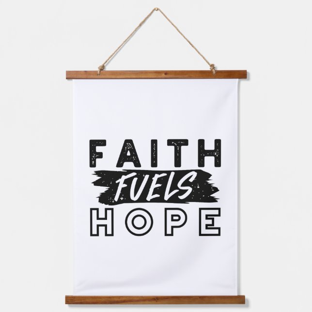 Tapiz Con Marco De Madera Faith Fuels Hope Quote – Uplifting Christian Art (Anverso)