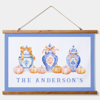 Tapiz Con Marco De Madera Fall Pumpkin Chinoiserie Ginger Jar