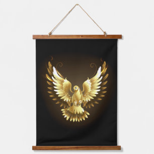 Tapiz Con Marco De Madera Falsa paloma de paz del Relieve metalizado dorado 