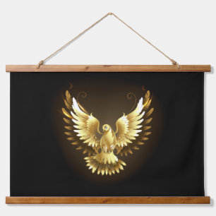 Tapiz Con Marco De Madera Falsa paloma de paz del Relieve metalizado dorado