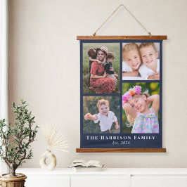 Tapiz Con Marco De Madera Familia 4 Collage de fotos Azul