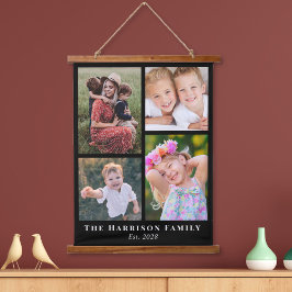 Tapiz Con Marco De Madera Familia 4 Collage de fotos Negro