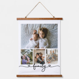 Tapiz Con Marco De Madera Familia de Collage de fotos de texto y fotografía 