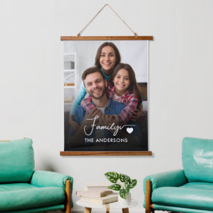 Tapiz Con Marco De Madera Familia fotográfica personalizado