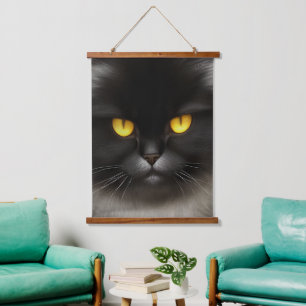 Tapiz Con Marco De Madera Famoso Gato Gato Gatito Gatito Negro Y Furioso