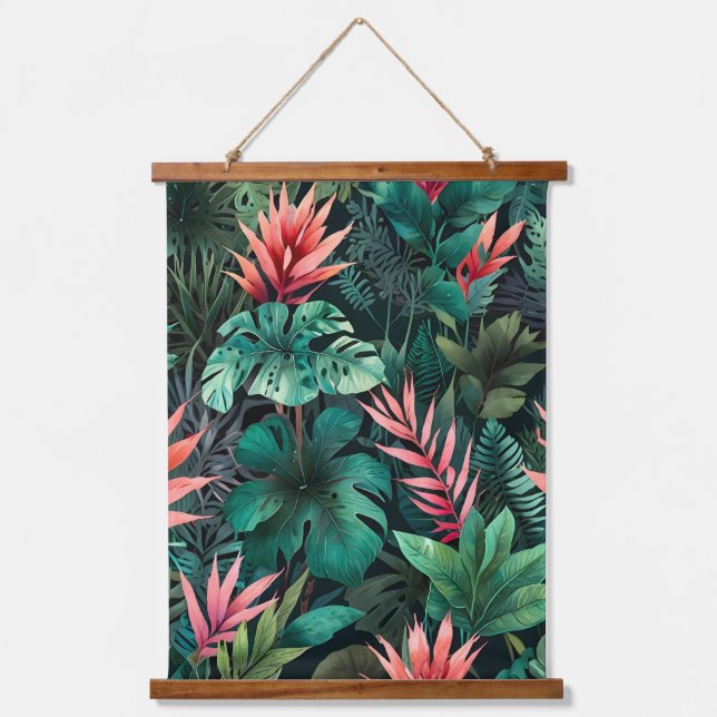 Tapiz Con Marco De Madera Fantasía de selva tropical (Anverso)