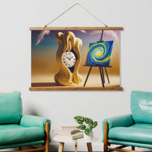 Tapiz Con Marco De Madera Fantasía en el tiempo dorado de ensueño arte paisa