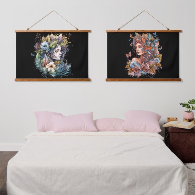 Tapiz Con Marco De Madera Fantasía Mujeres de hadas (Dormitorio)