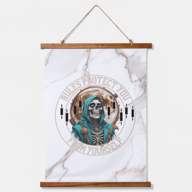 Tapiz Con Marco De Madera Fantasy Design Marble | Grim Reaper | Motivation (Anverso)