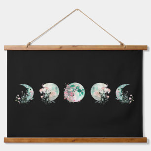 Tapiz Con Marco De Madera Fases de la luna Tapiz de la pared de la madera co