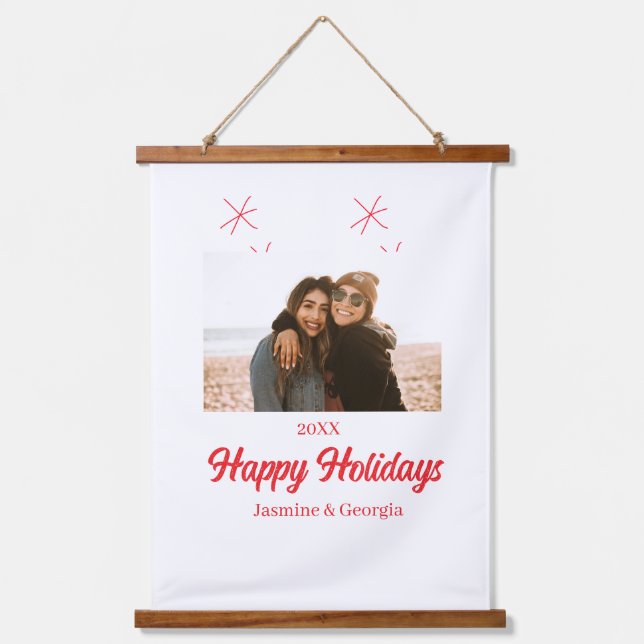 Tapiz Con Marco De Madera Felices vacaciones chicas regalos familiares de fo (Anverso)