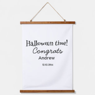 Tapiz Con Marco De Madera Felicidades en Halloween agregar nombre fecha año