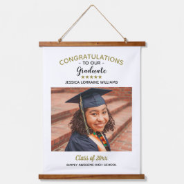Tapiz Con Marco De Madera Felicitaciones Graduado de Foto Personalizada Grad