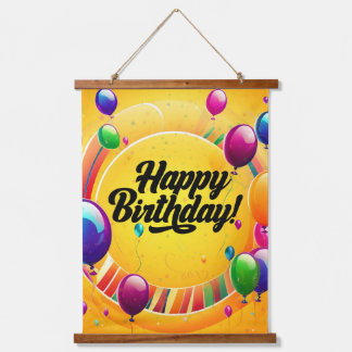 Tapiz Con Marco De Madera Feliz Cumpleaños Vibrante