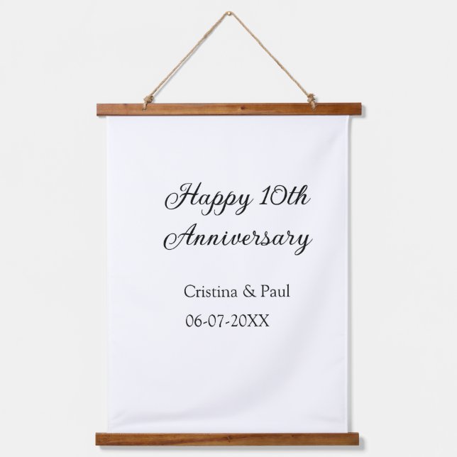 Tapiz Con Marco De Madera Feliz décimo aniversario simple nombre mínimo de b (Anverso)