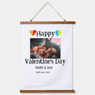 Tapiz Con Marco De Madera Feliz Día de San Valentín agregar foto de nombre d