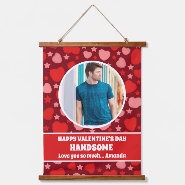 Tapiz Con Marco De Madera Feliz Día de San Valentín hermosa foto personaliza (Anverso)