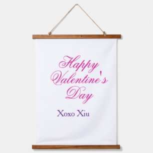 Tapiz Con Marco De Madera Feliz día de San Valentín rosa morado xoxo amor no