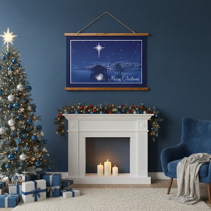 Tapiz Con Marco De Madera Feliz Natividad de Navidad